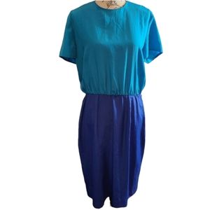 Vintage Leslie Fay Colorblock Retro Midi Dress